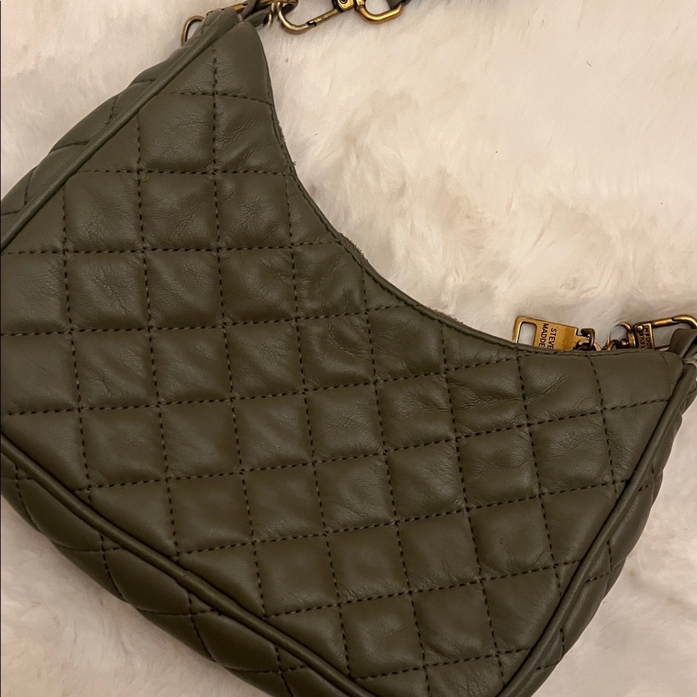 Quilted Camouflage Green Adjustable Steve Madden Shoulder Bag - Picture 7 of 16